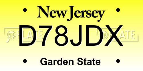 D78JDX New Jersey License Plate