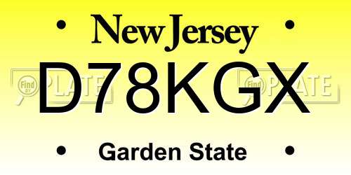 D78KGX New Jersey License Plate