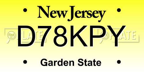 D78KPY New Jersey License Plate