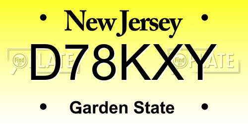 D78KXY New Jersey License Plate