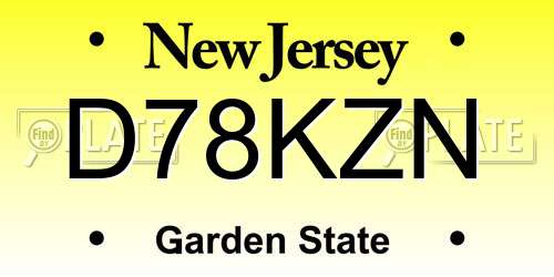 D78KZN New Jersey License Plate
