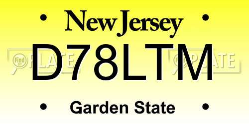 D78LTM New Jersey License Plate