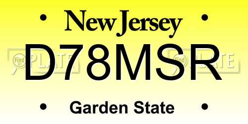 D78MSR New Jersey License Plate