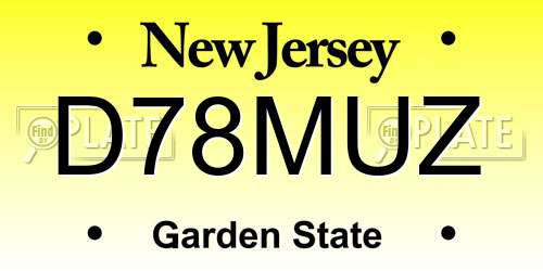 D78MUZ New Jersey License Plate