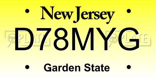 D78MYG New Jersey License Plate