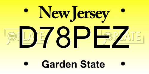 D78PEZ New Jersey License Plate