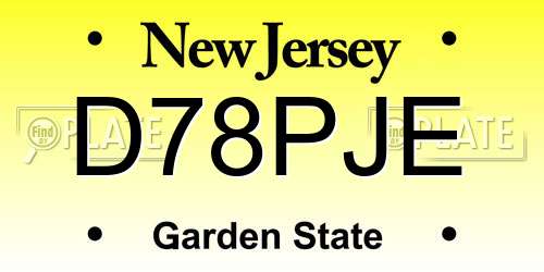 D78PJE New Jersey License Plate