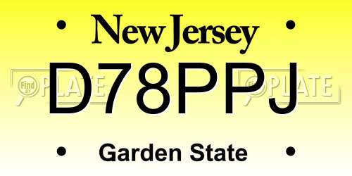 D78PPJ New Jersey License Plate