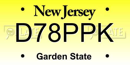 D78PPK New Jersey License Plate
