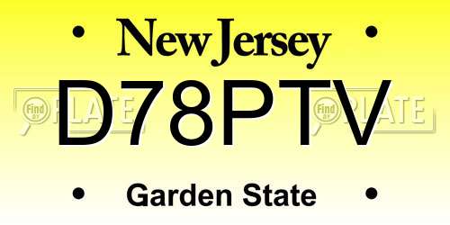 D78PTV New Jersey License Plate