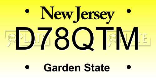D78QTM New Jersey License Plate