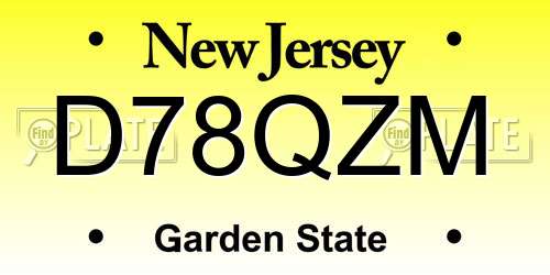 D78QZM New Jersey License Plate