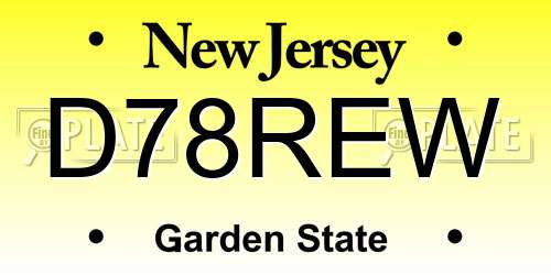 D78REW New Jersey License Plate