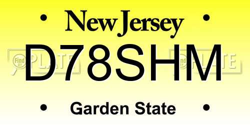 D78SHM New Jersey License Plate