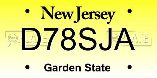 D78SJA New Jersey License Plate
