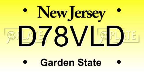 D78VLD New Jersey License Plate