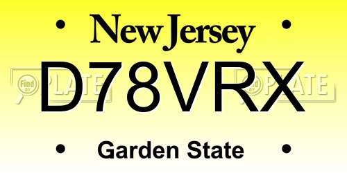 D78VRX New Jersey License Plate