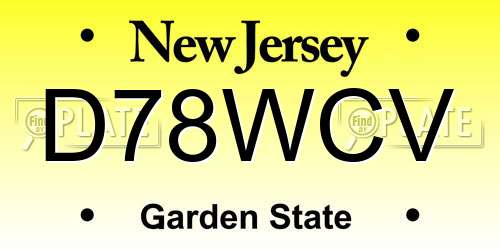 D78WCV New Jersey License Plate