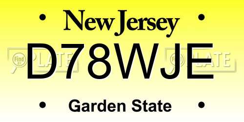 D78WJE New Jersey License Plate