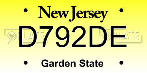 D792DE New Jersey License Plate