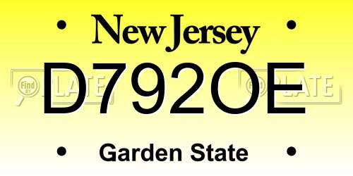 D792OE New Jersey License Plate
