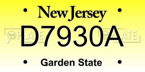 D7930A New Jersey License Plate