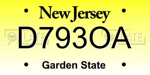 D793OA New Jersey License Plate