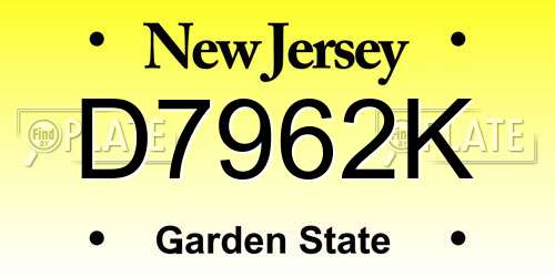 D7962K New Jersey License Plate