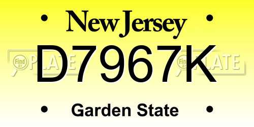 D7967K New Jersey License Plate