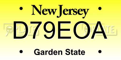 D79EOA New Jersey License Plate