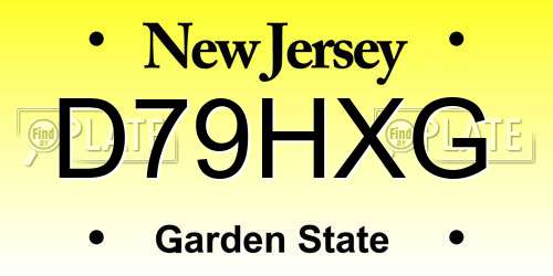 D79HXG New Jersey License Plate