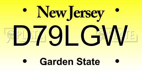 D79LGW New Jersey License Plate