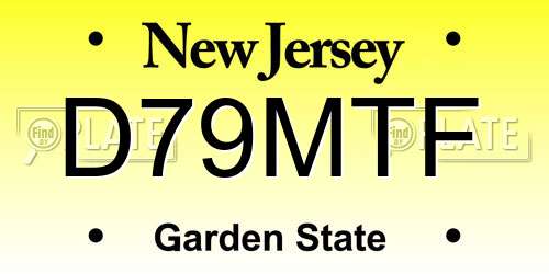 D79MTF New Jersey License Plate