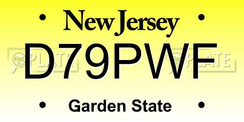 D79PWF New Jersey License Plate