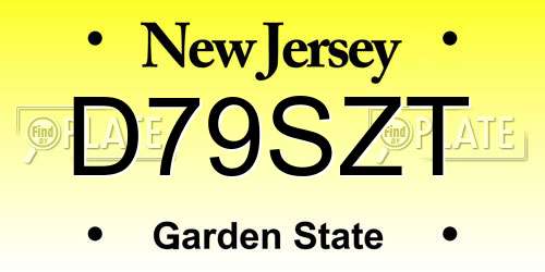 D79SZT New Jersey License Plate
