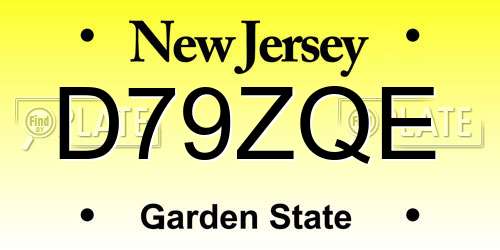 D79ZQE New Jersey License Plate