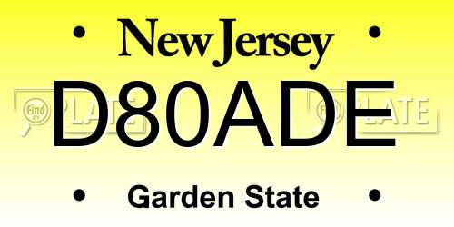 D80ADE New Jersey License Plate