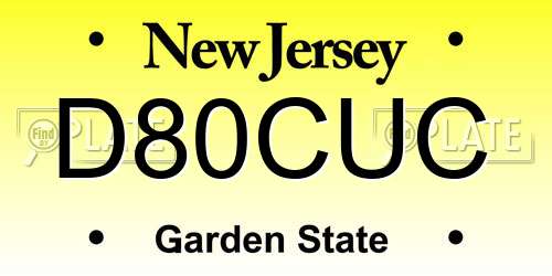D80CUC New Jersey License Plate