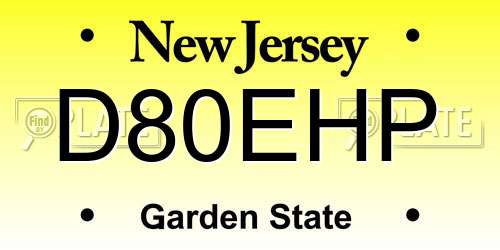 D80EHP New Jersey License Plate