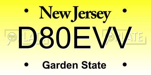 D80EVV New Jersey License Plate