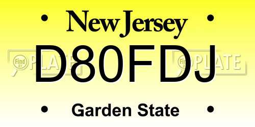 D80FDJ New Jersey License Plate
