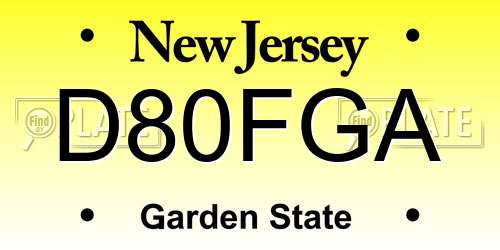 D80FGA New Jersey License Plate