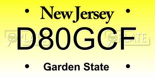 D80GCF New Jersey License Plate