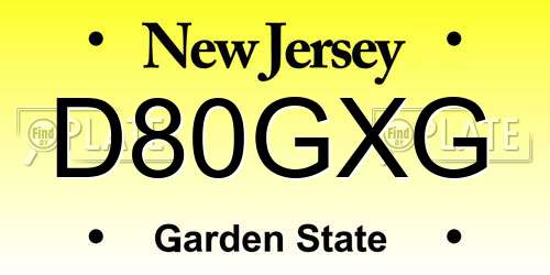 D80GXG New Jersey License Plate