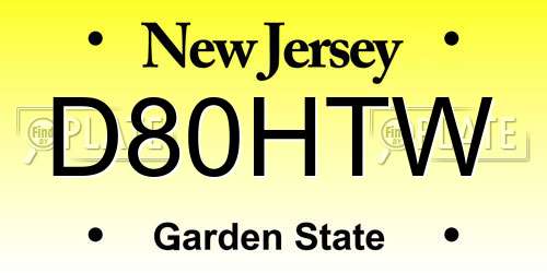 D80HTW New Jersey License Plate