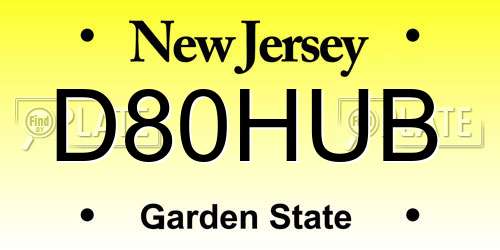 D80HUB New Jersey License Plate