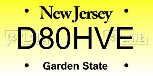 D80HVE New Jersey License Plate