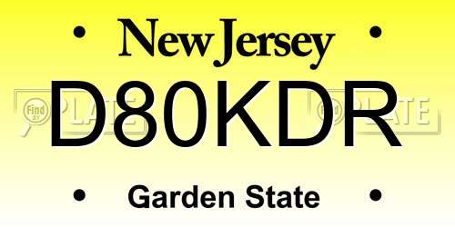 D80KDR New Jersey License Plate