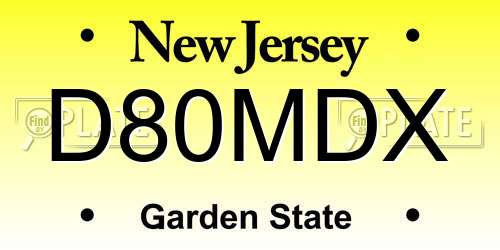 D80MDX New Jersey License Plate