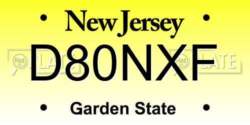 D80NXF New Jersey License Plate